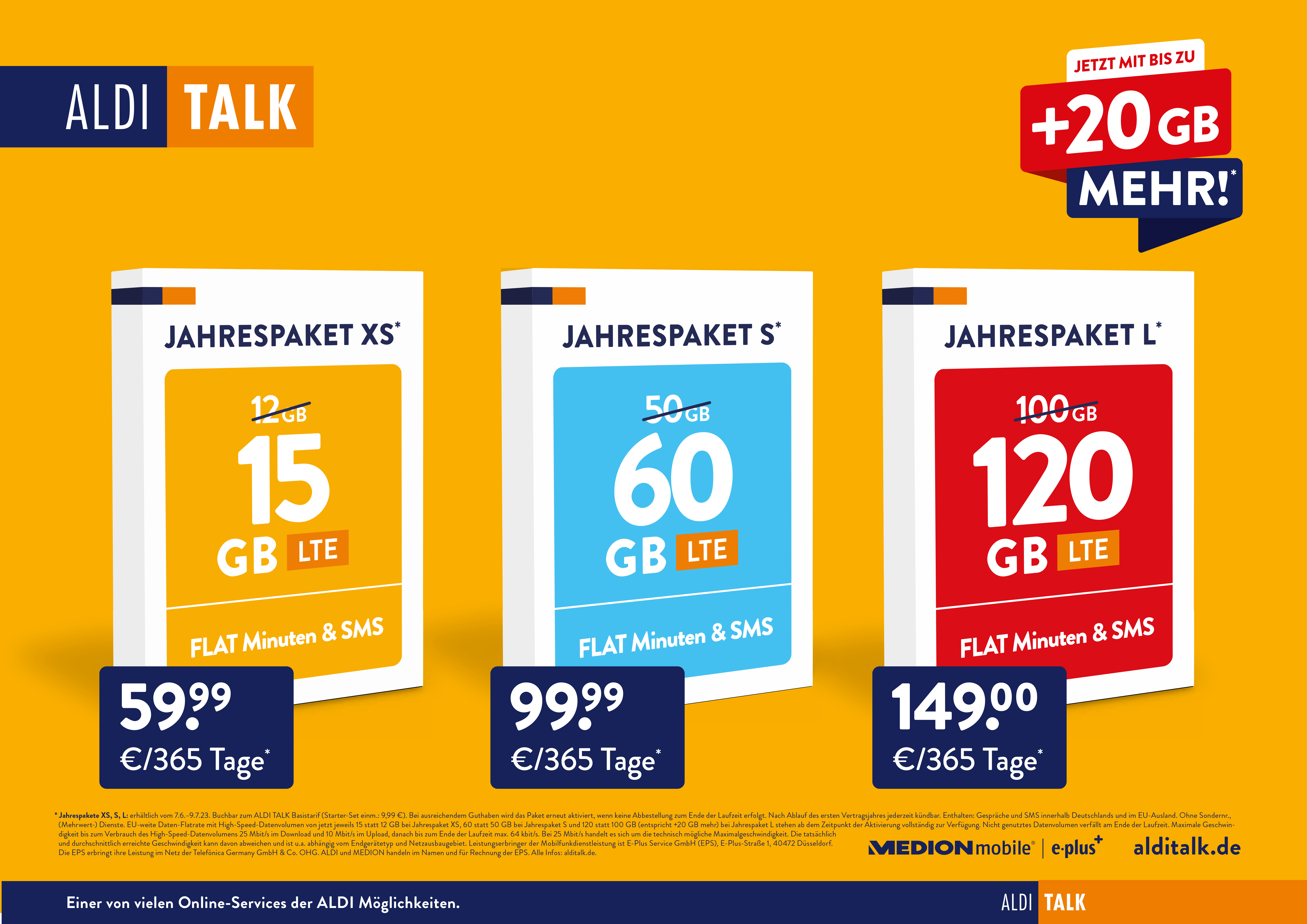 ALDI TALK Jahrespakete mit mehr Datenvolumen ab 7. Juni erhältlich